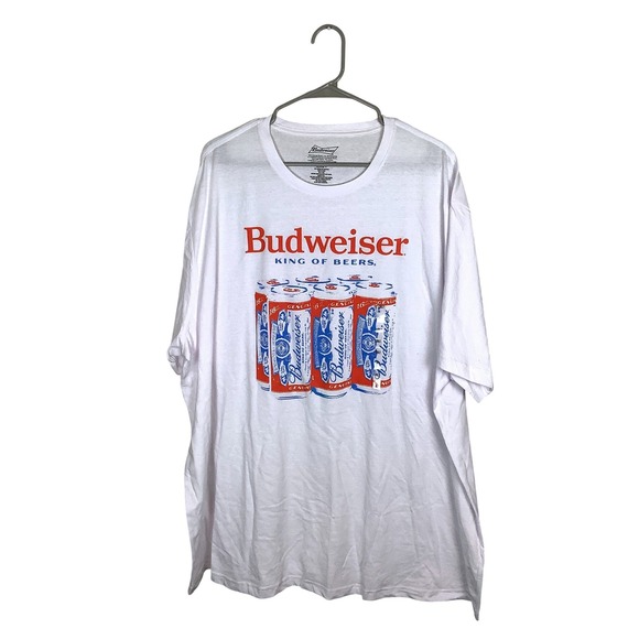 Budweiser Other - Budweiser King of Beers White Graphic T-Shirt Mens 2XLT Tall 6 Pack Cans